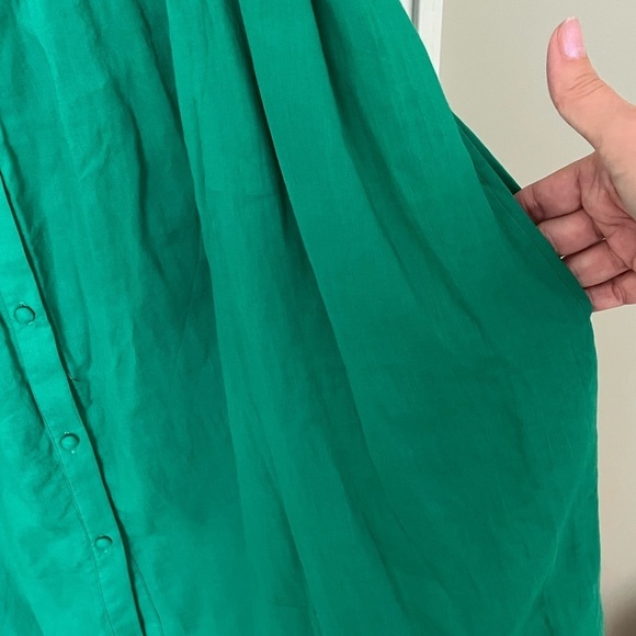 EMMA & GAIA Red Label 100% Cotton Green 3/4 Sleeve Button Up Shirt Dress Italy 8 - Picture 5 of 16